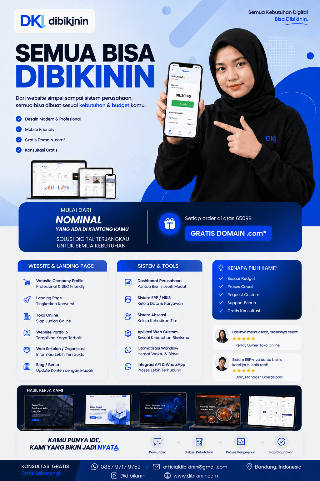 Flayer layanan pembuatan website dibikinin
