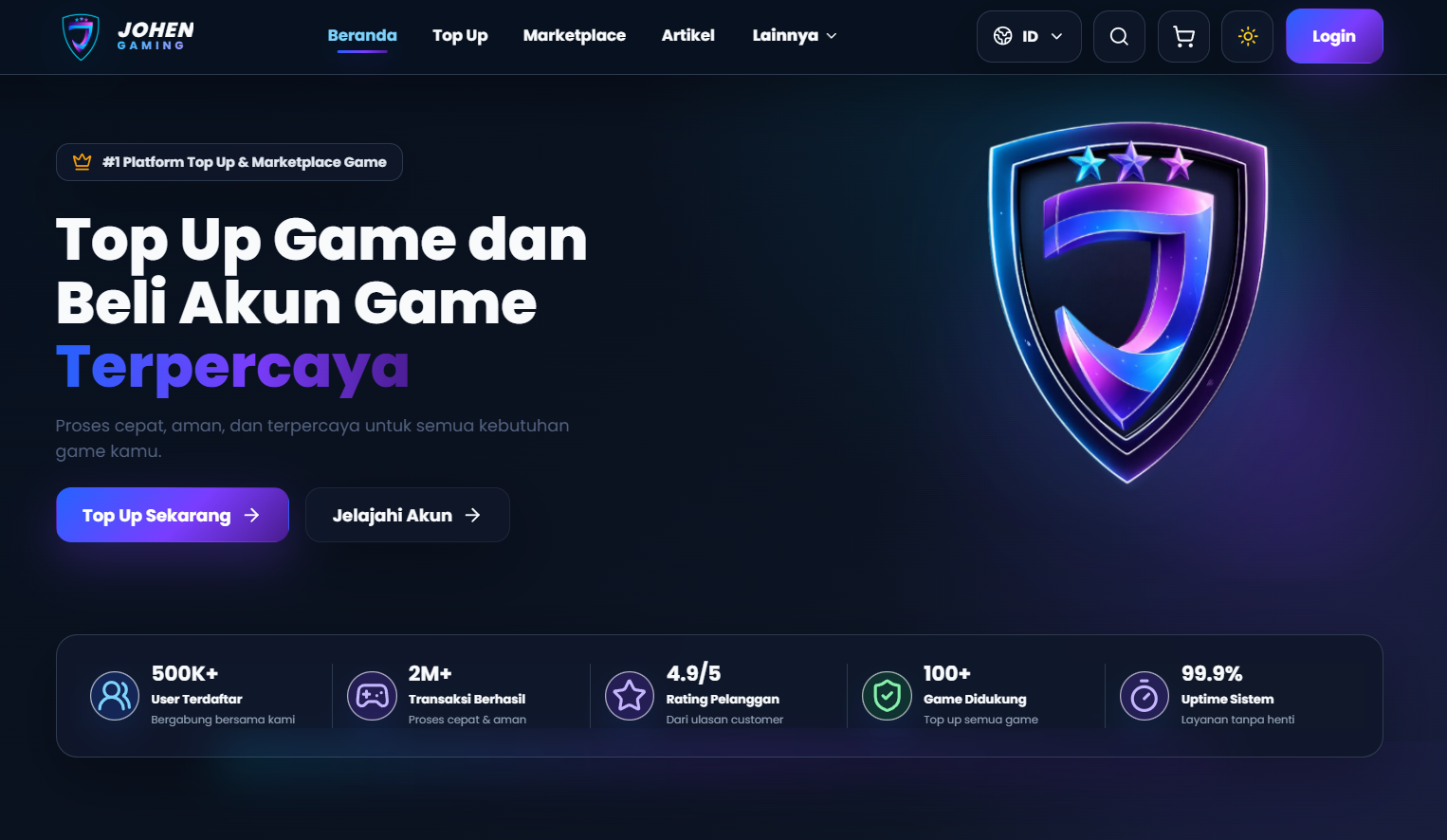 Screenshot website Johen Gaming Topup & Marketplace - Topup Game oleh dibikinin